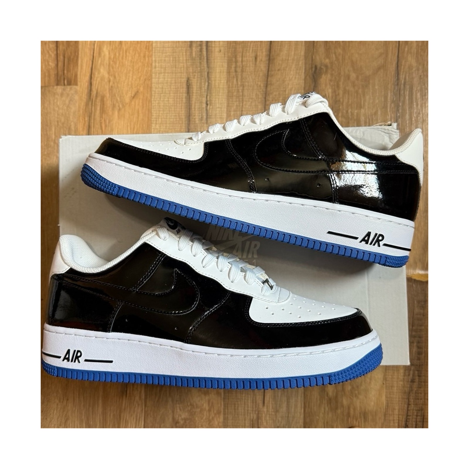 2014 Nike Air Force 1 Concord Patent Black White Game Royal